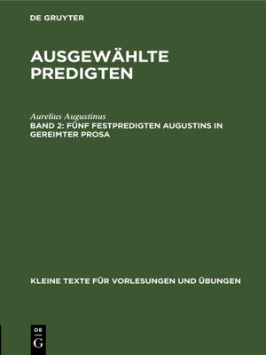 cover image of Fünf Festpredigten Augustins in gereimter Prosa